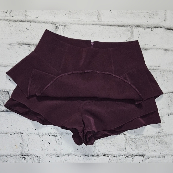 Revamped Plum Ruffle Skort Shorts M – High Rise Layered Mini - Picture 5 of 9